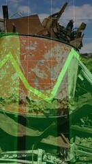 Poster - Animation of financial data processing over junkyard