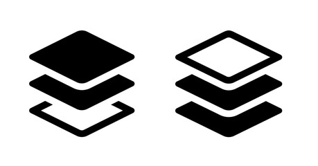 Poster - Modern minimalist layered diamond icon set: black and white vector graphics.
