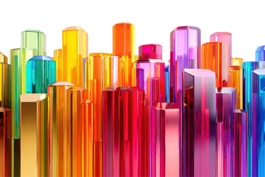 Abstract colorful geometric shapes create a vibrant and modern crystal background texture design art