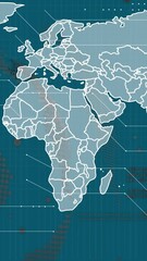 Poster - Animation of diverse data, globe over world map on green background