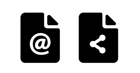 Poster - Email and Share File Icons: Bold Black Glyph Style, Digital Document Concept