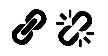 Poster - Bold Black Link Icons: Connected and Broken Chain Symbols for Website Design