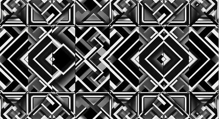Poster - Intricate Black and White Geometric Pattern with Abstract Design Elements for Modern Art