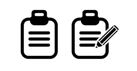 Poster - Simple Black Checklist Icons:  Blank and Pencil-Marked Options for Web Design