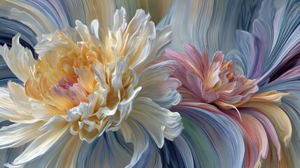 Poster - Abstract floral design with flowing petals.