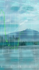 Poster - Animation of statistics and financial data processing over landscape