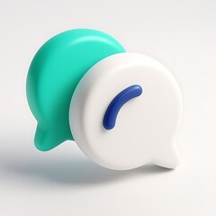Poster - Two 3d speech bubble icons with a blue crescent shape isolated on white background