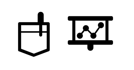 Poster - Bold Black Icons: Dreidel and Upward Trending Graph, Business Growth Concept