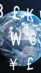 Poster - Animation of currency data processing over globe
