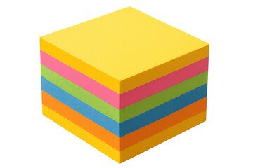 Poster - Colorful sticky notes forming a cube on a transparent background, ideal for reminders and organization