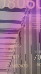 Poster - Animation of changing numbers and computer language over server room