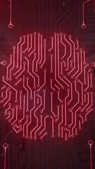 Poster - Animation of circuit board pattern brain over data server systems in server room