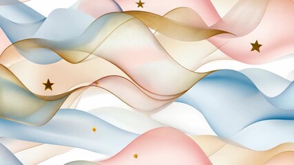 Poster - Multiple ribbons in soft pastel shades move gracefully, creating an inviting and tranquil atmosphere that captivates the senses