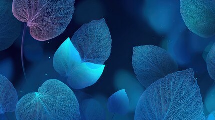 Poster - Abstract floral design with vibrant blues and pinks