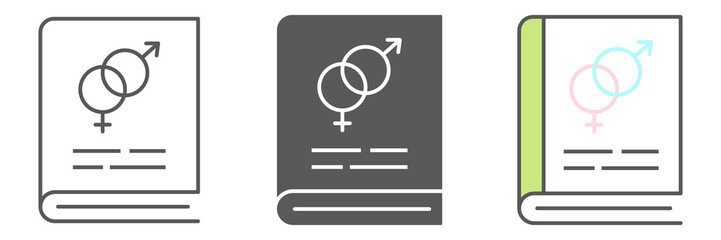 Poster - Sex Education icon collection, HIV and AIDS, gender sign vector set graphics, editable stroke linear icon, eps 10