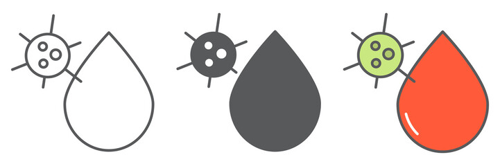 Poster - HIV virus icon collection, aids and coronavirus, covid-19 sign vector set graphics, editable stroke linear icon, eps 10