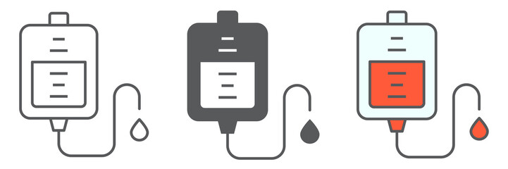 Poster - Blood transfusion icon collection, aids and hiv, blood donation sign vector set graphics, editable stroke linear icon