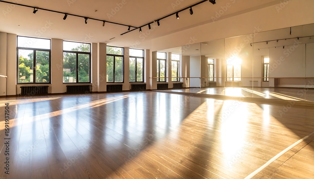 Empty dance studio with sunlight Stock Photo | Adobe Stock