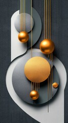 Poster - Abstract background featuring gold spheres and geometric shapes