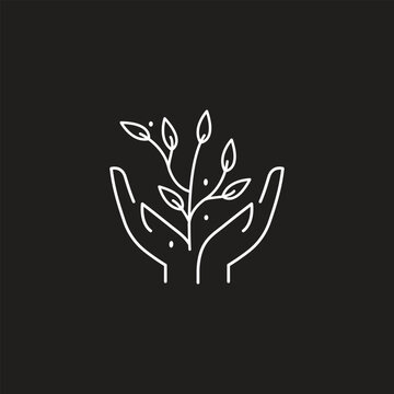 Plant, sprout in a hand icon. Line, glyph and filled outline colorful version, Hand holding plant outline and filled vector sign. Symbol, logo illustration.