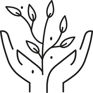 Plant, sprout in a hand icon. Line, glyph and filled outline colorful version, Hand holding plant outline and filled vector sign. Symbol, logo illustration.