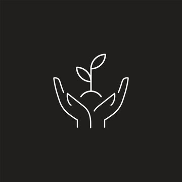 Plant, sprout in a hand icon. Line, glyph and filled outline colorful version, Hand holding plant outline and filled vector sign. Symbol, logo illustration.