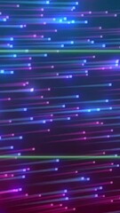 Poster - Neon lines and glowing particles animation with green rectangular frame