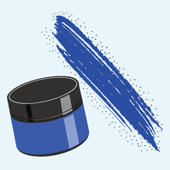 Poster - A jar of vibrant blue paint sits beside a bold brushstroke, suggesting creativity and artistic expression