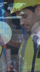 Poster - Animation of data processing over diverse female and male warehouse workers