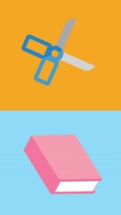 Poster - Animation of colorful rectangles with school supplies moving on white background
