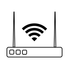 Poster - Wi Fi router icon. Wireless network device. Signal broadcast symbol. Vector internet modem.