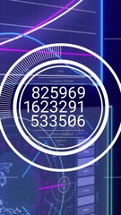 Poster - Graphs and numbers animating over futuristic digital data processing interface