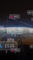 Poster - Animation of social media notifications floating over Earth from space