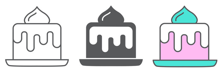 Aufkleber - Birthday cake icon collection, dessert and delicious, cake sign vector set graphics, editable stroke linear icon, eps 10