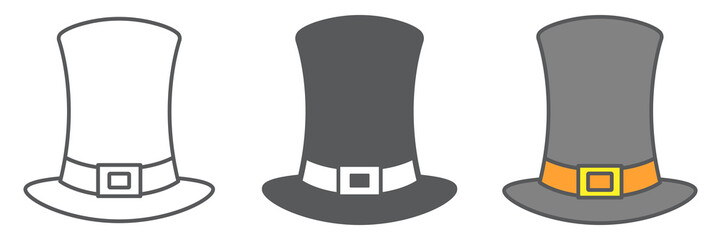 Poster - Pilgrim hat icon collection, thanksgiving and celebration, hat sign vector set graphics, editable stroke linear icon, eps 10