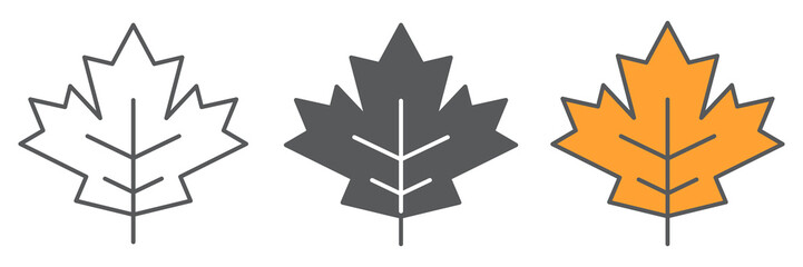 Poster - Maple leaf icon collection, thanksgiving and nature, leaf sign vector set graphics, editable stroke linear icon, eps 10