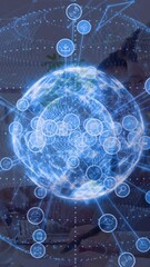Poster - Digital network connections animation over people working in modern office setting