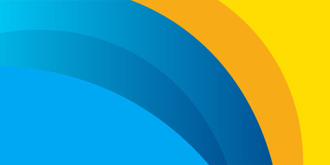 Poster - 3D blue yellow abstract background overlap layer on bright space with flowing waves effect decoration. Modern graphic design element cutout style concept for web banner