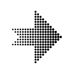 Poster - Halftone arrow icon. Dotted direction symbol. Pixel gradient Vector. Bold pointer shape.
