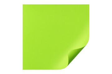 Aufkleber - Blank lime green sticky note with curled corner on a transparent background, ideal for reminders, messages, or creative projects
