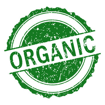 Organic green grunge rubber stamp isolated on transparent background. Grunge Organic Stamp. Green Organic Label with Grunge Texture. Vector Organic Sign