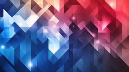 Poster - Abstract Geometric Background with Blue Red Gradient and Sparkling Highlights