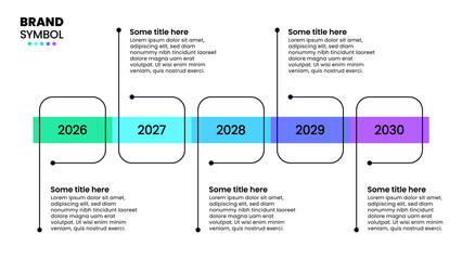 Poster - Infographic template. Timeline with years and 5 steps