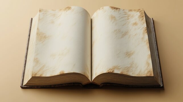 Open antique book with blank pages