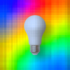 Poster - Colorful background featuring a white light bulb against a vibrant gradient of rainbow hues showcasing creative design possibilities