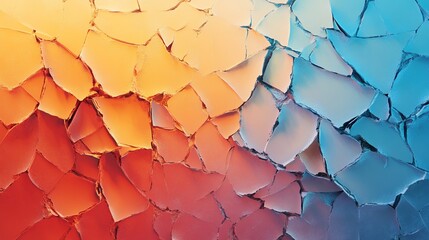 Poster - Abstract Cracked Surface Texture with Orange Blue Gradient Art Illustration