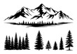 © Stock Soul - Black and white mountain landscape with pine trees silhouettes vector art