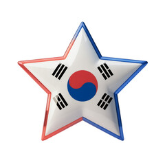 Aufkleber - Five-pointed star showcasing the vibrant colors and iconic symbols of the Korean flag, representing national pride