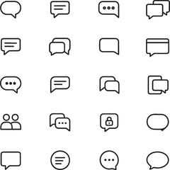 Poster - Chat and message icon set. 20 minimal communication symbols in line style. Chat icon set.