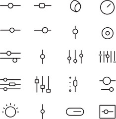 Poster - Slider and  adjustment icon Set. 20 mninimal UI control symbols in slack and white vector icon set.